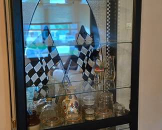 Racing inspired curio , collectible caninet