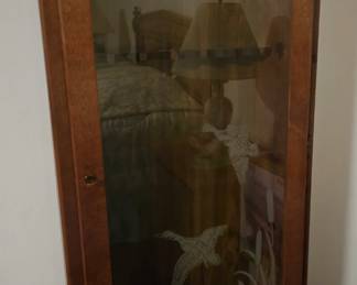 Gun cabinet with etched glass