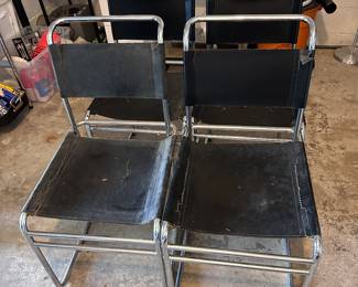 Marcel Breuer B40 dining chairs, leather as is