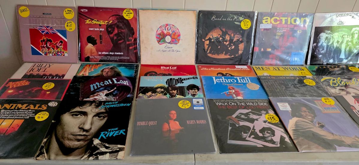 Lots of great vinyl priced  $5 to $20. 10% off Saturday. 20% off on Sunday