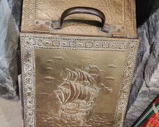Fabulous Brass Fireplace box, coal scuttle 