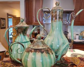 Metal with enamel Coffee Tea Set