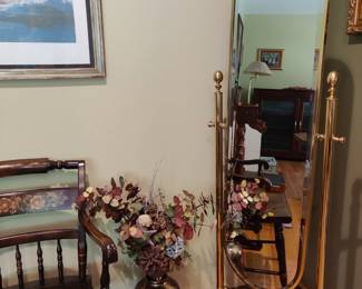 Freestanding Brass Cheval Mirror, nice details