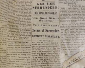 newspapers from the Lincoln assassination, Lee surrendering, more ephemera!