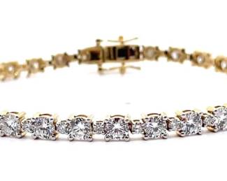 9 Carat Diamond Tennis Bracelet in 14k Yellow Gold