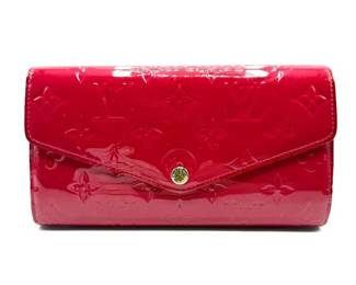 Louis Vuitton Monogram Vernis Sarah Wallet in Red Patent Leather + Box