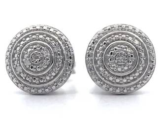 Natural Diamond Vintage Button Stud Earrings
