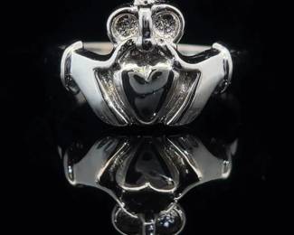 NEW! Traditional Irish Claddagh Ring in 14k White Gold