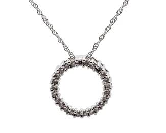 NEW! 0.35 Carat Natural Diamond Pavé Eternity Circle Necklace in 14k White Gold