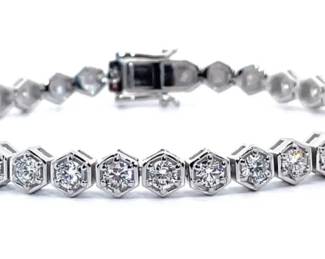 Modern 5.50 Carat Diamond Geometric Bezel Tennis Bracelet