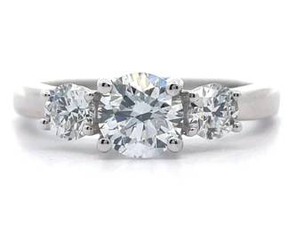 1.60 Carat Diamond Three-Stone Ring in 14k White Gold