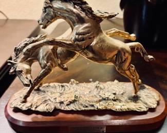 "The Challenge" Bronze Silver Horses by Gunther Granget 1980 Limited Edition 
