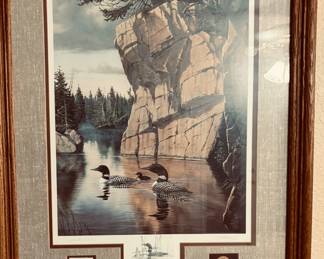 1992 Derk Hansen Where Freedom Reigns Framed  Print Loons Stamp Coins