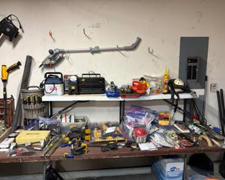 Large Selection of Garage Tools and Shelving!