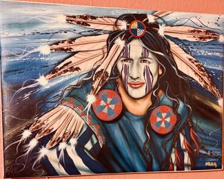 Henri Peter Native American on Canvas.