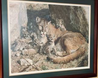 Carl Brenders - Rocky Camp Cougar Family Artist's Proof on Paper Art Print Numbered/Signed