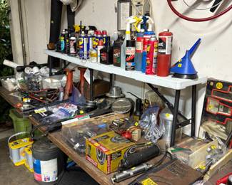 Large Selection of Garage Tools and Shelving!