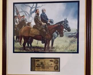 "They Were Soldiers" Mort Kunstler Civil War Art with Confederate $20 Note.