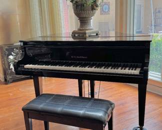 D.H. Baldwin ebony petite baby grand piano, Model C142 #52217