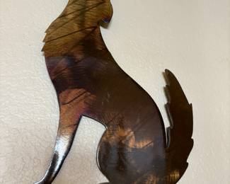 Copper coyote wall art