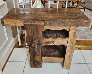 Antique French workbench wine carrier