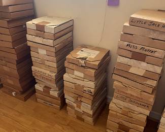 Painted plates with original boxes. $4 each or 3 for $10..  Approximately 236 plates are available. An offer to buy all can be presented to the estate for consideration.