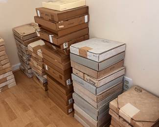 Painted plates with original boxes. $4 each or 3 for $10..  Approximately 236 plates are available. An offer to buy all can be presented to the estate for consideration.