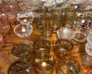 10 Piece MCM Culver Valencia Gold Print Glasses $120
