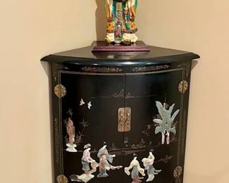 Chinese Corner Cabinet, black lacquer
