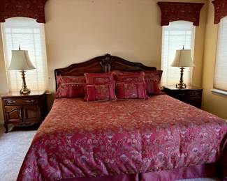 Drexel Bed and two night stands and mirror dresser