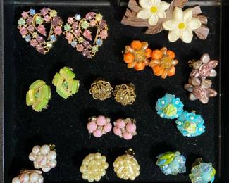Vintage Costume Jewelry Clip On Earrings Pins
