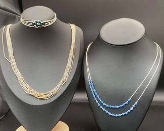 Sterling Silver Jewelry Including 2 Necklaces And 1 Bracelet