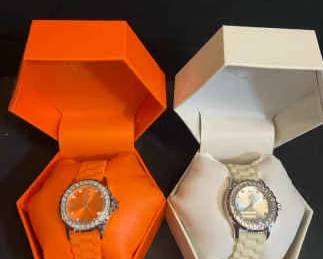 Curations Orange White Womens Watches