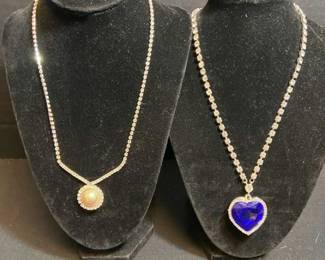 Titanic Heart Of The Ocean Faux Pearl Swarovski Crystal Necklace