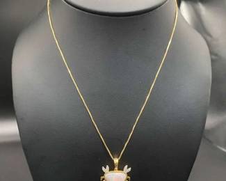 18k European Crab Necklace With Opal