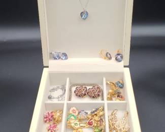 Joan Rivers Costume Jewelry With Wooden Jewelry Box