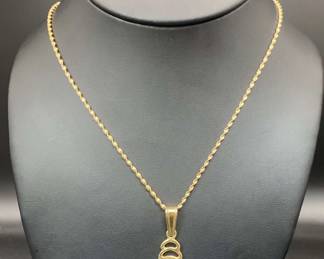 14K Italian Gold Necklace With Gem