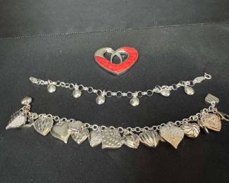 Sterling Silver Bracelets And Heart Pendant