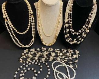 Vintage Multi Strand Faux Seed Pearl Necklaces