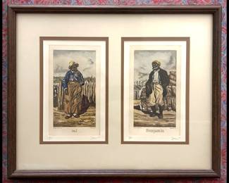 ON SALE FOR $137.50! Pair of Philip Sage - "Sal" & "Benjamin" Signed Limited Edition Framed Prints (#81/250) (1987) (New Orleans)!