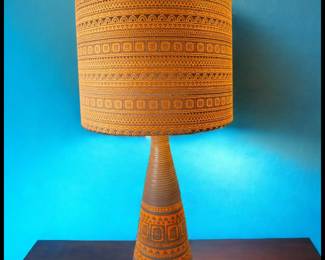 ON SALE FOR $375! Vintage 1960’s Italian Mid Century Modern Bitossi Pottery Orange/Brown Native American Style Lamp!