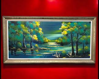 ON SALE FOR $92.50! Vintage Circa 1970 American Mid Century Modern Swamp Landscape Framed Oil Painting on Board (Illegibly Signed)!