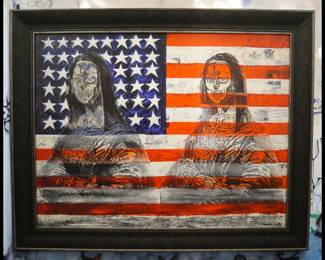 ON SALE FOR $250! Reverend Ethan Acres - "Dead Lisa Americana" Contemporary Style Framed Giclee Print on Board (Louisiana) (20th Century)!