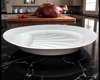 ON SALE FOR $125! Circa 1900 French White Ironstone China Gigot Roasted Lamb Meat Oval Platter!