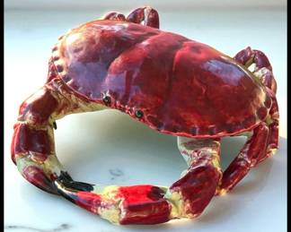 ON SALE FOR $425! Vintage 1950’s French Palissy Ware Barbotine Majolica Crab Form Lidded Tureen!