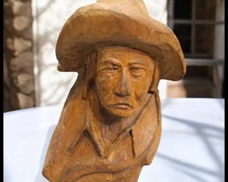 ON SALE FOR $87.50! Vintage American Wild Bill Hickock Folk Art Wooden Bust Carving (20th Century)!