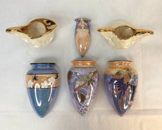 Hand Painted JapaneseWall Pockets and Vintage Pearl China 