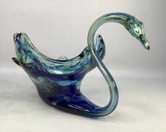 Blown Glass Swan Bowl