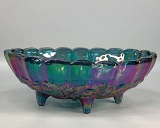 Iridiscent Carnival Glass Footed Bowl