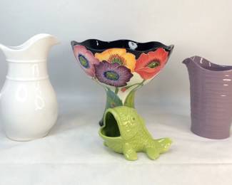 Ceramic Pedestal Bowl & Pitchers